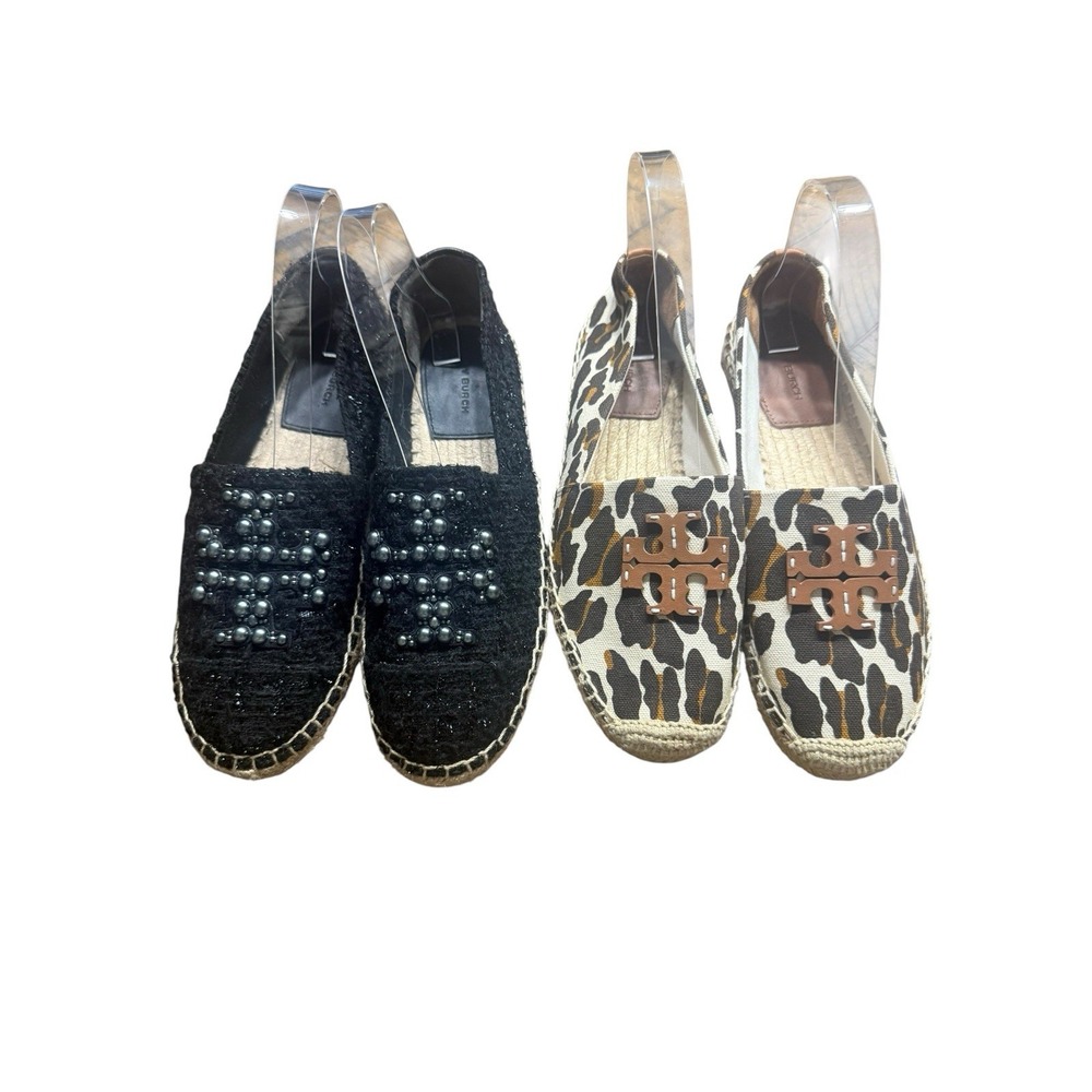 Tory Burch Tweed Willa Espadrille Pearl & Everly Espadrille Olana Leopard Size 7